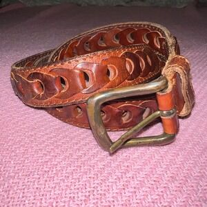 Vintage Dockers Leather Belt brass buckle size 40